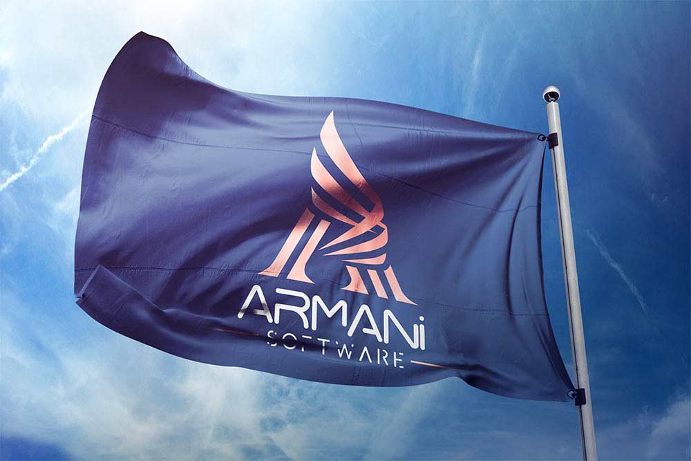 flag with armanisoft logo